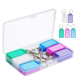 Cuttte 20 Pack Plastic Key Tags with Container, Key Labels with Ring and Label Window, 5 Colors