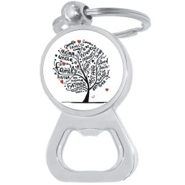 NewCharms Family Tree Bottle Opener Keychain - Metal Beer Bar Tool Key Ring