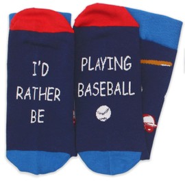 ANYEMW I’d Rather Be Playing Baseball Socks - Birthday Christmas Funny Gifts For Teen Boys, Men and Women, Novelty Gifts For Baseball Lover, Baseball Player, Sports Lover, 1 Pairs. (108)