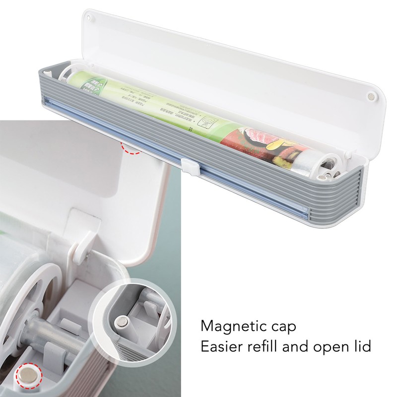 Plastic Wrap Dispenser Adjustable Refillable Wall Mounted Suction Cup Food