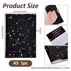 SUPERFINDINGS A5 Book Covers 21 x 15 cm Velvet Star Book Covers Fabric Book Covers Soft Fabric Book Protector for Hardcover Roman Notebooks Readers Lovers Gift Accessories