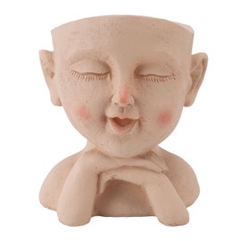 Men Face Flower Pot Hand Painting Resin Men Head Flowerpot Decorative Funny Succulent Flowerpot with Drain Hole for Indoor Outdoor