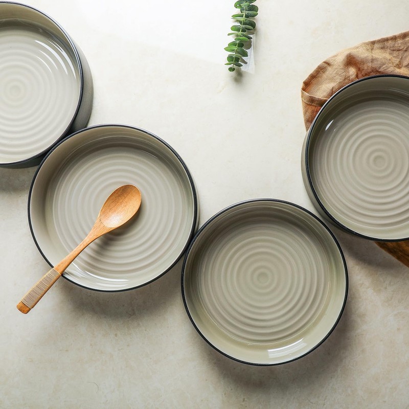 Stone Lain Elica Stoneware 12-Piece Dinnerware, Plates and Bowls Sets,