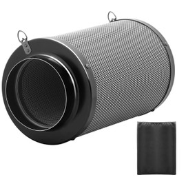 HealSmart 6 Inch Air Carbon Filter 6" Premium Australian Virgin Charcoal Smelliness Control, Fit with Inline Duct Fans, Free Pre-Filter, Reversible Flange and Hook for Grow Tents, and Hydroponics
