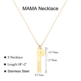Tavuala Gold Plated Mama Necklace, 18k, Initial Necklace for Women, Stainless Steel, Mothers Day Gifts