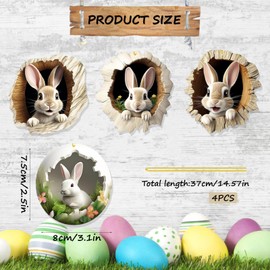 Pack of 4 Acrylic Pendants Easter Bunny, Easter Decoration, Acrylic Ornaments, Easter Decoration, Window for Hanging, 2D Rabbit Hanging Decoration, Easter Decoration, Easter Gift for Indoor and