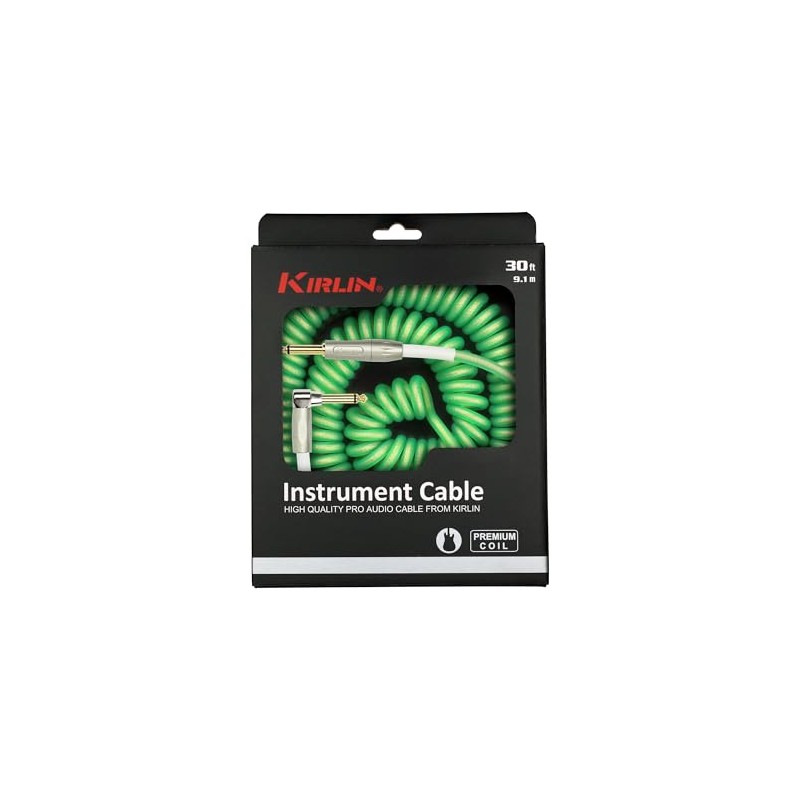 KIRLIN Cable IMK-202PFGL-30/GRF 1/4" Premium Coil Instrument Cable, 30', Green