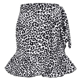 ChinFun Women's Ruffle Sarongs Beach Wrap Swimwear Bikini Tankini Cover Up Swim Skirts Swimdress Black Leopard New XS-M