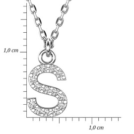 LILLY MARIE Ladies Delicate Necklace 925 Sterling Silver Rhodium Plated Letter Pendant Adjustable Length Eco Packaging Gift Ideas for Women, Sterling Silver