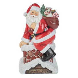 Santa Claus Down the Chimney Holiday Napkin Holder | Touch of Class(R) Exclusive Christmas Decor | Dual-Sided Classic Snowy Winter Rooftop Scene with Santa | Holds Your Paper or Cloth Seasonal Napkins