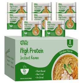 VOLO VERO High Protein (32g) Instant Ramen Noodles Soup Chicken Flavor, 8 Packs, Vegan, Plant-Based, Non-Fried, Low Carb, Low Fat, Egg-Free, Dairy Free Healthy Asian Meal