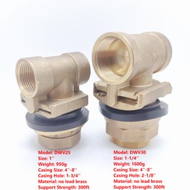 Brass Pitless Adapter For Submersible Well Pump 1-1/4" ",Fits Well Casing Sizes 4"-8", Casing Hole 2-1/8" ", Drop and Discharge Pipe 1-1/4" TRALLYER