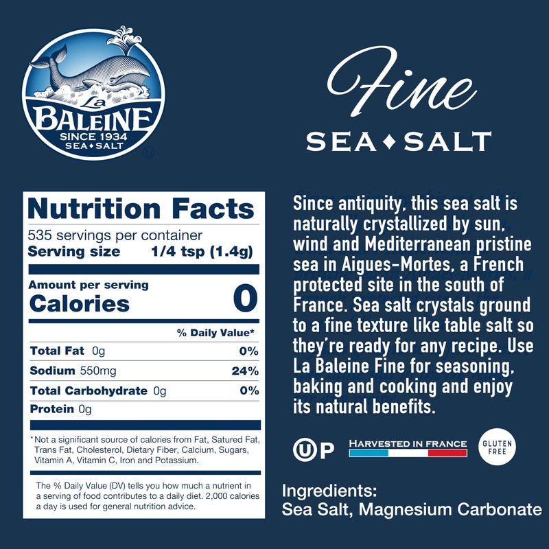La Baleine Sea Salt, Fine, 26.5-Ounce Units (Pack of 4)