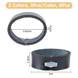 Hobbspring 6Pcs 2 Colors Belt Leather Loop Keeper Belts Retainer Band 1.02 inch Belt End Holder Cowhide Strap Organizers Elastic Belts Keepers Black Belts Loop for Men Women