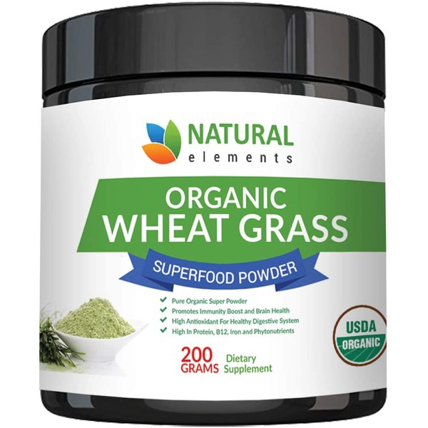 Wheatgrass Powder - USDA Certified Organic Wheat Grass Powder That Is Rich In Essential Amino Acids, Chlorophyll, Antioxidants, Fatty Acids, Minerals & Vitamins - US Grown - Vegan & Non-GMO Superfoods