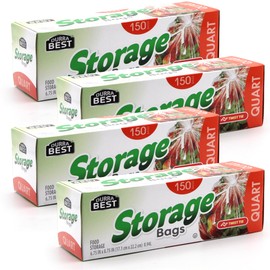 Quart Food Storage Bags with Twist Ties, 600 Count, Disposable Plastic