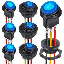 Waterproof Round Rocker Switch, Waterproof Toggle Switch, 6 Pack Toggle Switch, Rocker Switch, with 3 Pack Shell and 18 Pack Terminal Wire for 12v Switch, Marine, Car, Car, Rv, Truck, SUV