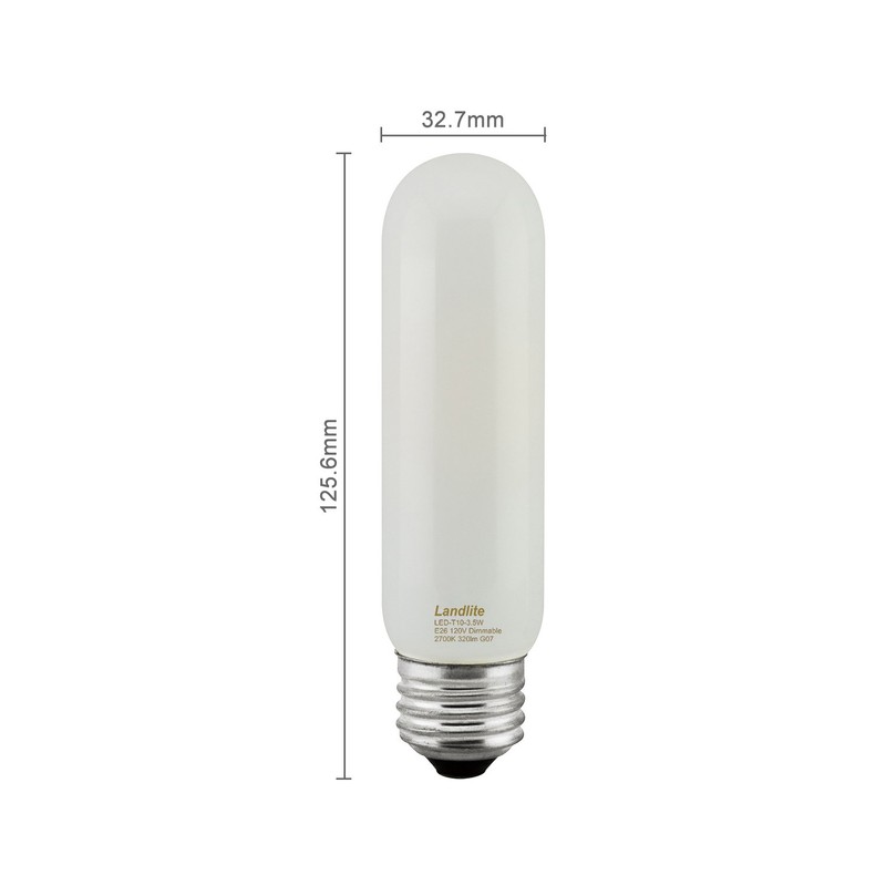 Landlite 2pk LED T10 120V 5W, Frosted, dimmable,for Piano Light/Banker