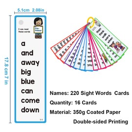 Lachilly 220 Sight Words Flashcards, High Frequency 220 Words, Beginning Reading, Kindergarten to 1st Grade, ESL Teaching Materials, Autism Learning Materials, Vocabulary Building
