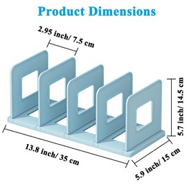 SAYEEC Desk File Sorter Vertical Desktop File Folder Organizer 4 Section Plastic Book Holder Adjustable Shelf Dividers Closet Purse Handbag Mail Binder Organizer Magazine Rack Stand Bookshelf (Blue)