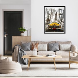 MXJSUA 5D Diamond Painting Kits for Adults, New York Street Vintage Car Diamond Art Kits Full Drill Diamond Painting Kit for Beginners, DIY Crystal Picture Art for Home Wall Decor 30x40cm