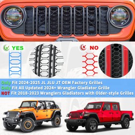 MONOKING 5PCS RGB LED Grille Lights Compatible for 2024-2025 Jeep Wrangler JL JLU & Gladiator JT Original Factory Grille Grill Atmosphere Lights Remote APP Control Adjustable