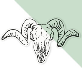 Large 460mm 'Ram Skull' Clear Static Window Cling Sticker/Decal (Black) (WC00050136)