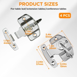 4Pcs Align-N-Lock Dining Table Locks, Heavy Duty Metal Spring Dining Training Table Leaf Latches Connectors Hardware for Table Leaf/Extension Tables/Computer Workstations/Conference Tables (Silver)