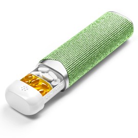 OWLMATE Bling 7 Day Pill Box, Pill Box, Dietary Supplement, Medication, Pills, Organiser for On the Go (Green)