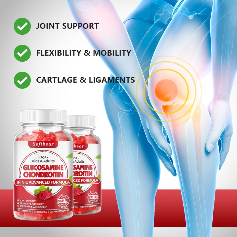 softbear Glucosamine Chondroitin Gummies Sugar Free, Extra Strength Glucosamine Chondroitin
