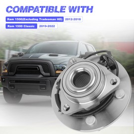Front Wheel Hub Bearing Assembly with ABS Compatible with Ram 1500 2012-2018 (Excluding Tradesman HD), 1500 Classic 2019-2022