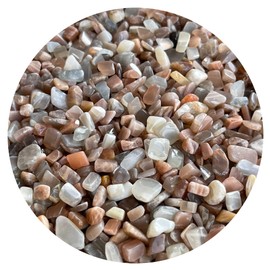 Wholesale Natural Semi Tumbled Multi Peach Moonstone Gemstone Chips, Crushed Mini Crystals, Undrilled Crystal Chips (Multi Peach Moonstone, 0.5 Pound)