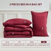 MR&HM King Size Comforter Set Burgundy, Reversible Satin Microfiber Comforter