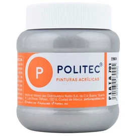 POLITEC PINTURA ACRILICA. L-700 PLATA METALICO ESCOLAR 250ML #701