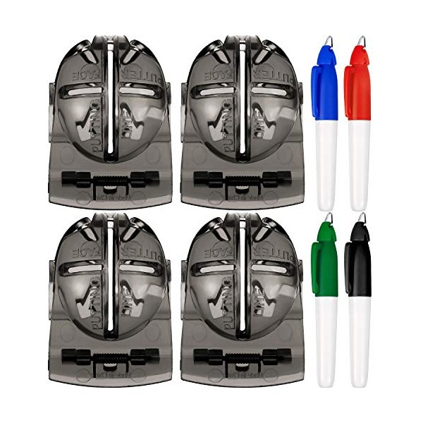 Tatuo 4 Pieces Golf Ball Alignment Tool Liner Ball Marking Clip and 4 Pieces Golf Ball Marker Pen (Grey)