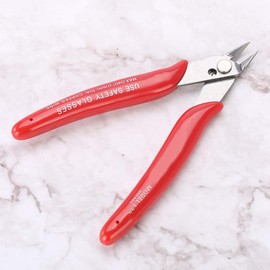 Steel Diagonal Pliers, Electric Wire Cable Cutter, Side Cutters with High Hardness for 3D Printing, Plastic Models, Jewellery, Electronics (Red)
