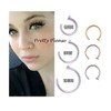 Other 925 Sterling Silver Open Nose Ring Hoop 0.6mm Piercing (8mm, Gold)