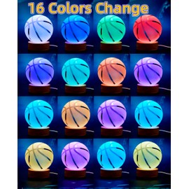 DIGFPWT Basketball Crystal Ball Night Light, 3.15 Inch 3D Basketball Crystal Lamp with LED Wooden Base, 16 Colors Change with Remote Control, Gift Box Packing, Gift Ideas for Friends (Basketball)
