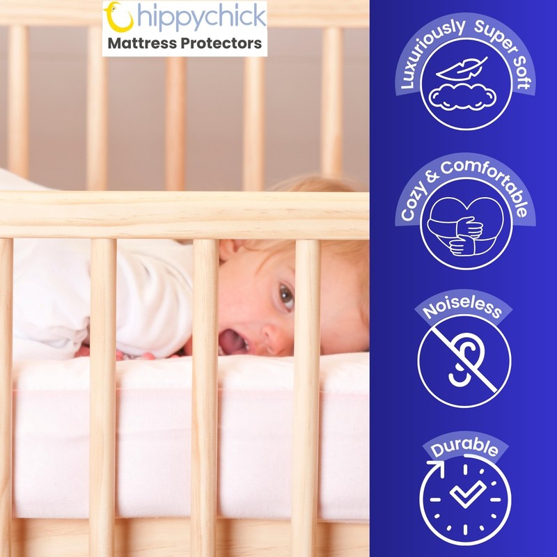 Hippychick Cotton Fitted Mattress Protector, 100 Percent Waterproof, Anti Allergy,