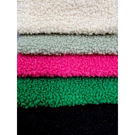 Polyester Mechanical Stretch Soft Faux Sherpa Fleece Fabric by The Yard/Bulk