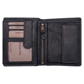 Hill Burry Geldbörse Herren Leder | Portemonnaie Groß mit Münzfach | Echtleder Portmonee in Hochformat | Männer Brieftasche aus echtem Büffelleder mit RFID Schutz - Vintage (Schwarz)
