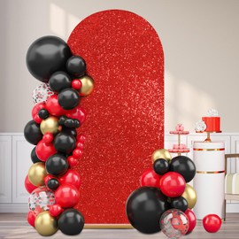 Red Sequin Arch Backdrop Covers 5FT Arch Covers Sparkly Fabric Backdrop Covers for Party Ceremony Birthday Home Decorations