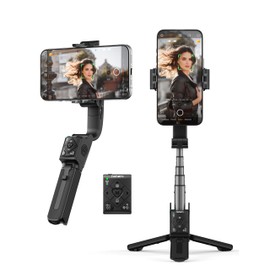 hohem iSteady Q Gimbal Stabilizer for Smartphone, 1 Axis Selfie Stick Tripod with Face Tracking, 360° Rotation, 4 in 1 Portable Phone Tripod w/Extendable Stick, Video Recording