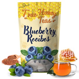 True Honey Blueberry Rooibos Tea Bags - Honey Crystals Blended in Every Sachet - Red Rooibos Tea with Dried Peach Juice - All Natural Organic Herbal Caffeine Free Tea Bag 24 Count