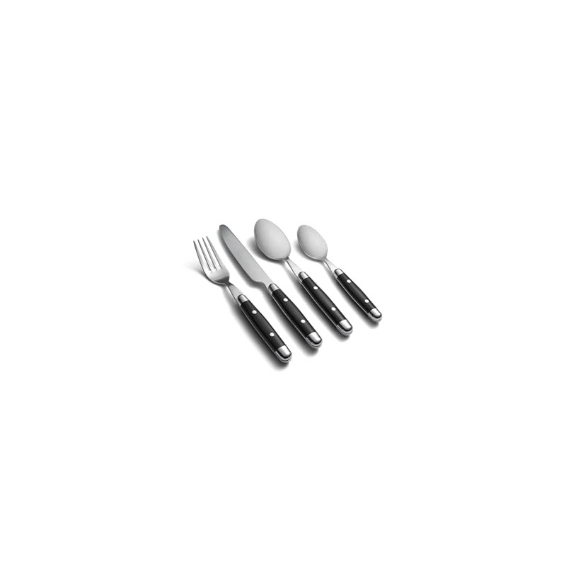 Cambridge Silversmiths 16 Piece Jubilee Flatware Set, Black