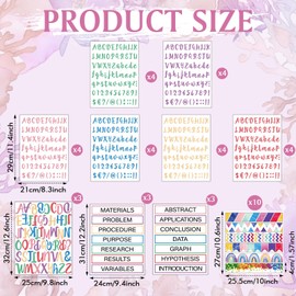 Dispowreath 93 Pcs Science Fair Board Supplies Includes Self Adhesive Science Fair Project Titles Subtitles Presentation Bulletin Border Letter Stickers Classroom (Oh Happy Day Style)