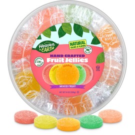 Heaven & Earth Assorted Hand Crafted Fruit Jellies in Resealable Tray (Approx. 40 Count) | Dye Free | Natural Colors & Flavors | Individually Wrapped | No High Fructose Corn Syrup | Soft Gummy Fruit Candy | Gluten Free | Better for You Jelly Candy | Kosher
