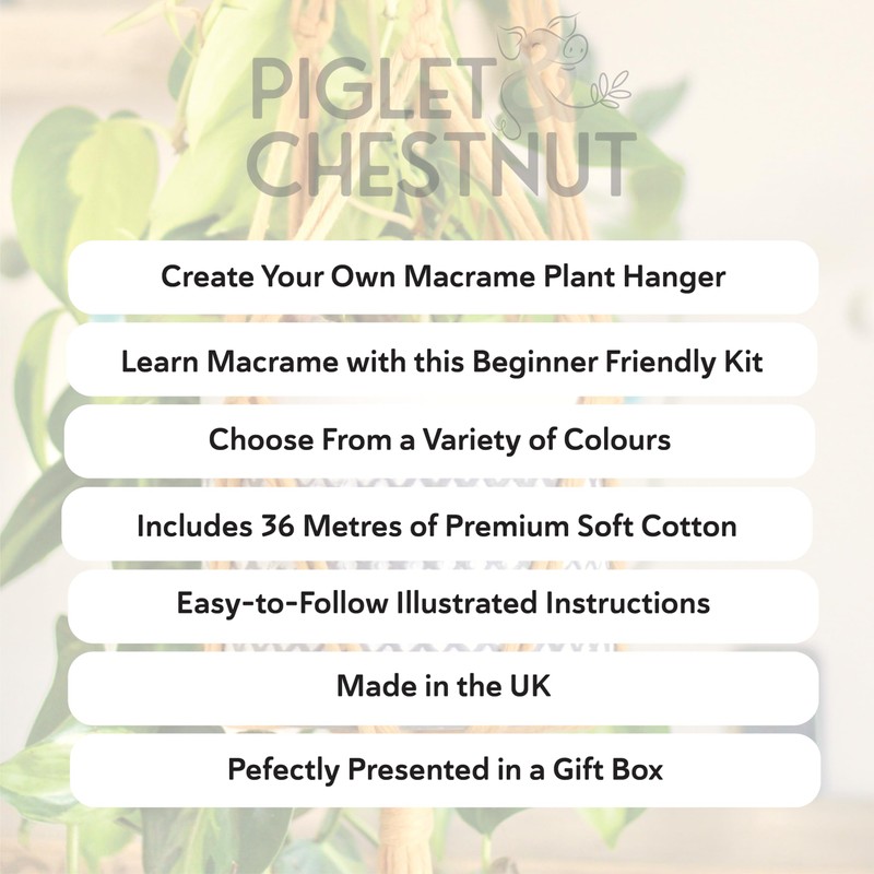 Piglet&Chestnut DIY Plant Hanger Kit, Macrame Beginner Kit, DIY Craft