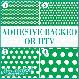 Kelly Green & White POLKA DOTS PATTERN #5 Basic Colors Heat Transfer or Adhesive Vinyl CHOOSE YOUR MATERIAL and POLKA DOT SIZE!