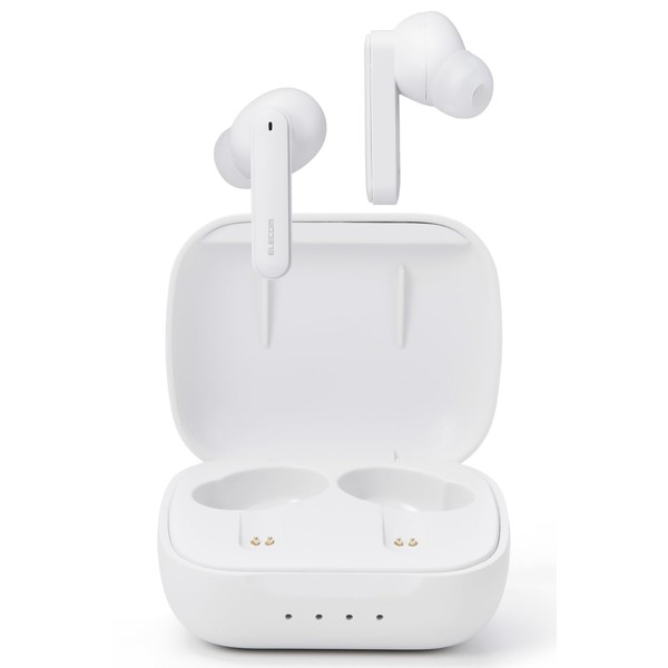 Elecom LBT-TWS18WH Bluetooth Wireless Earphones, Noise Cancelling, High Resolution Compatible,
